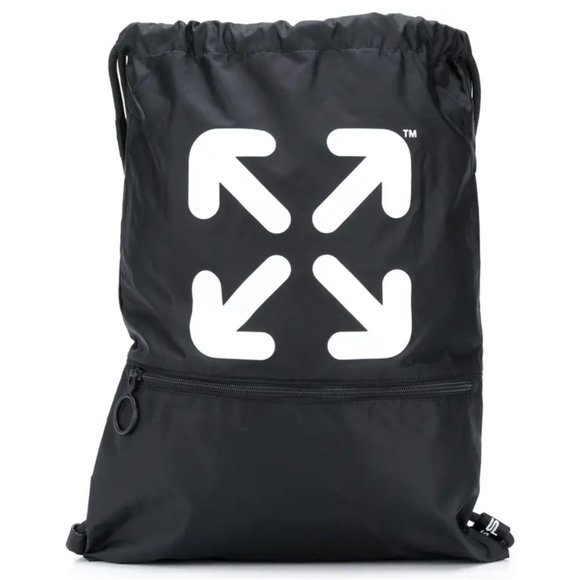 [AUTHENTIC] Off-White Virgil Abloh Black Printed Arrows Logo Nylon Backpack - Picture 3 of 7